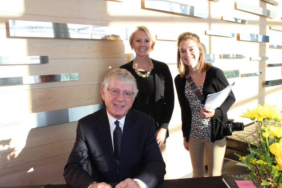 Jasmine Cervik and Shelby Clindaniel interview Ted Koppel for newspaper piece 