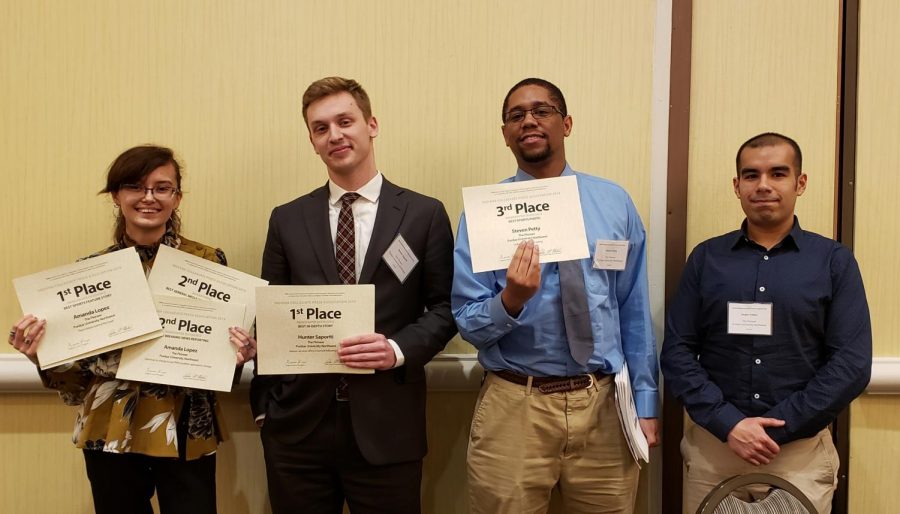 Five of The Pioneer staff members won awards at the Indiana Collegiate Press Association competition on March 30.