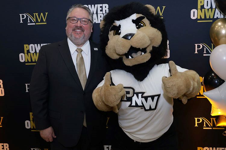 Bradley Bieniak brings PNWs mascot to life at games and campus events to boost student and community Pride and enthusiasm